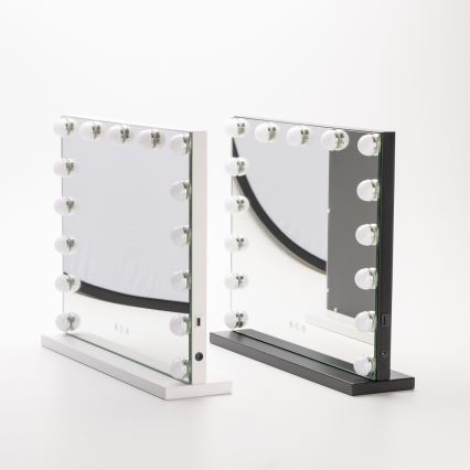 BRILAGI - Specchio trucco dimmerabile HOLLYWOOD LED/15W/230V CCT + USB nero