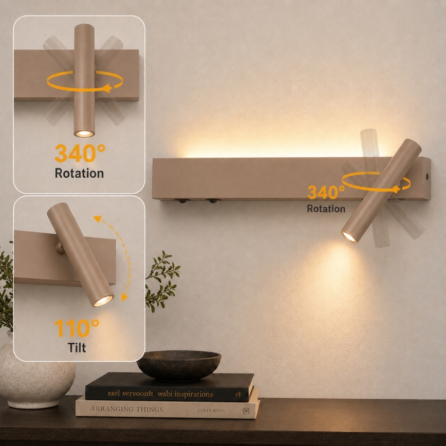 BRILAGI - Spot da parete LED ARLIX LED/3W/230V + LED/7W beige CRI 90