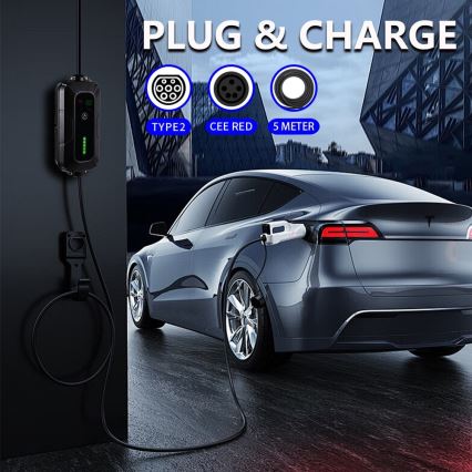 Brilagi - Stazione di ricarica per auto elettriche da viaggio FAST AC Tipo 2 16A/380V 11kW + spina 230V, 3,7kW 5m + custodia