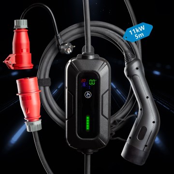 Brilagi - Stazione di ricarica per auto elettriche da viaggio FAST AC Tipo 2 16A/380V 11kW + spina 230V, 3,7kW 5m + custodia