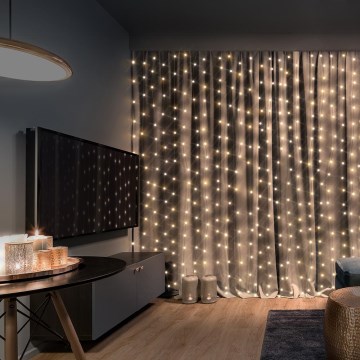 Brilagi - Tenda luminosa di Natale a LED 300xLED/8 funzioni/3xAA/USB 1,2m bianco caldo
