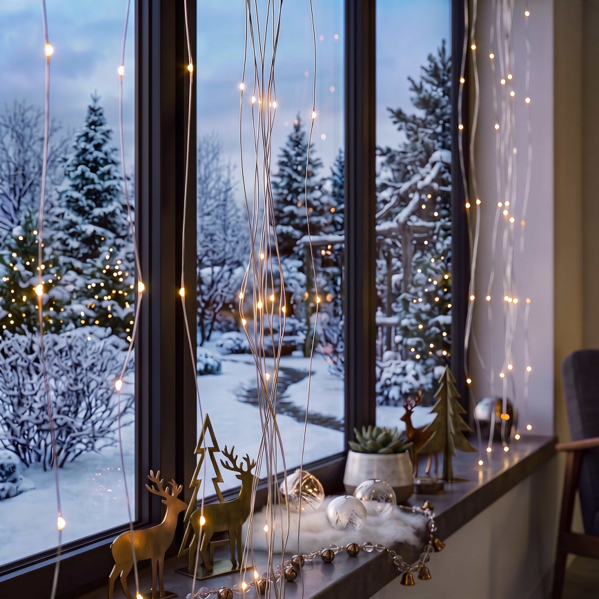 BRILAGI - Tenda luminosa di Natale a LED 300xLED/8 funzioni/3xAA/USB 1,2m bianco caldo