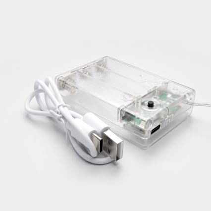 BRILAGI - Tenda luminosa natalizia 77xLED/3xAA/USB 3,8m fiocchi bianco caldo