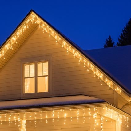 Brilagi - Tenda luminosa natalizia LED da esterno 360 LED/8 funzioni 14 m IP44 bianco caldo effetto stalattiti
