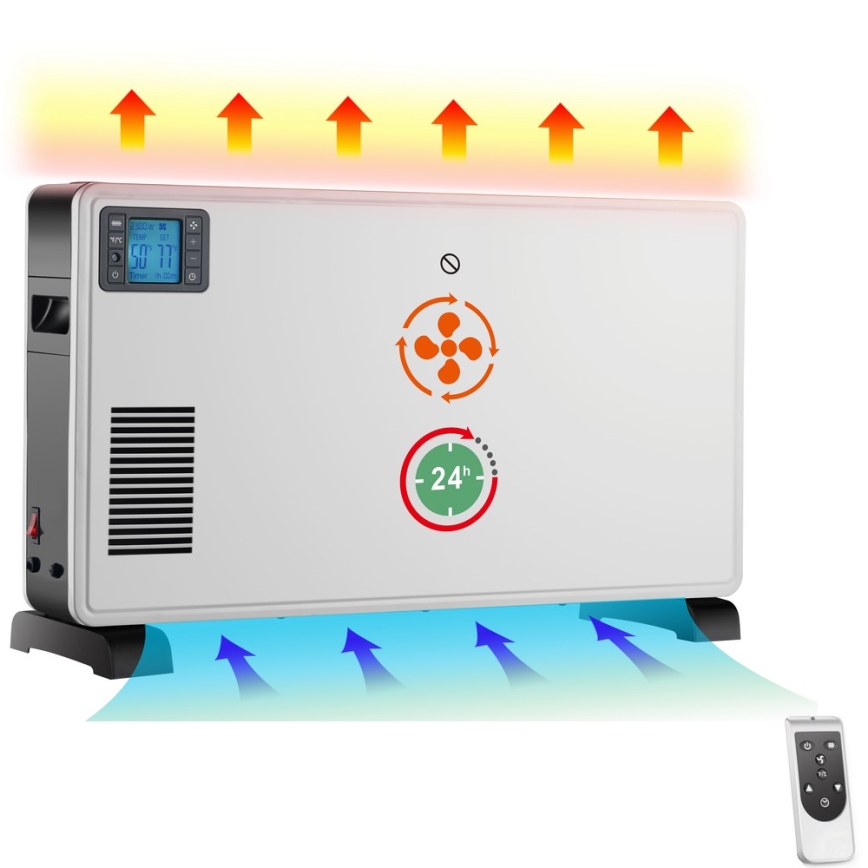 Brilagi - Termoconvettore elettrico 1000/1300/2300W LCD/timer/TURBO/termostato bianco + tc