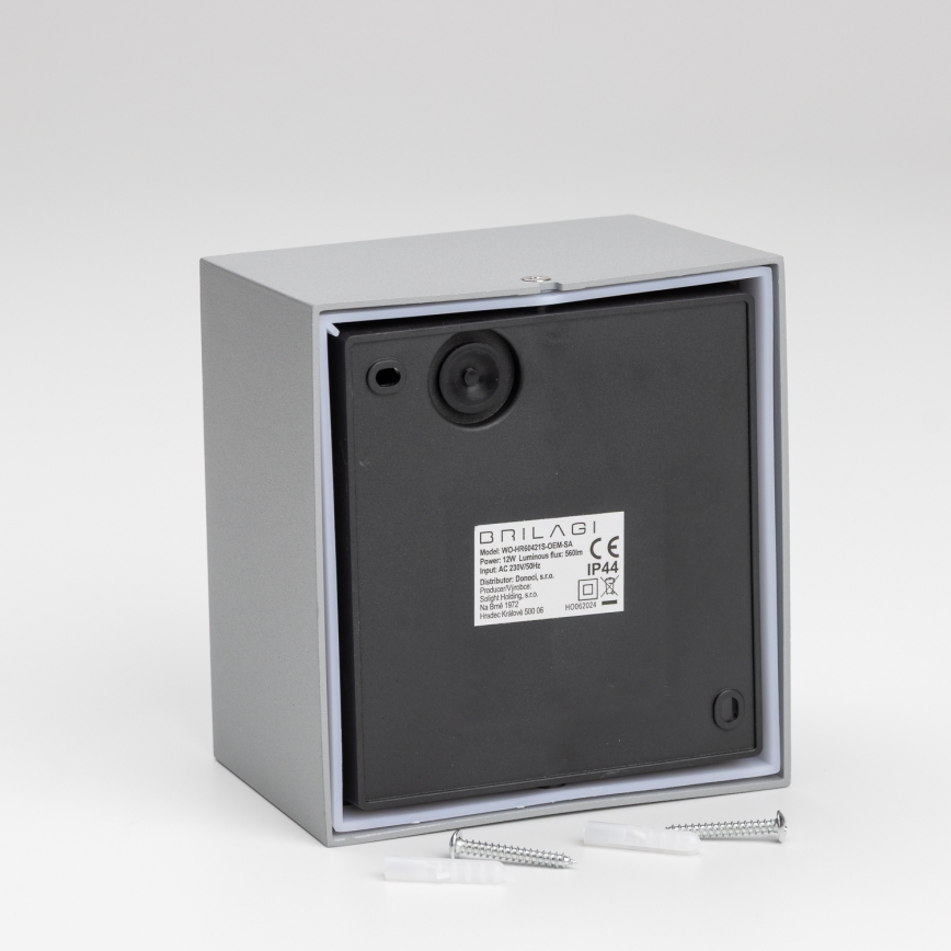 Brilagi - Lampada da parete LED da esterno con sensore TERNI LED/12W/230V grigio IP44
