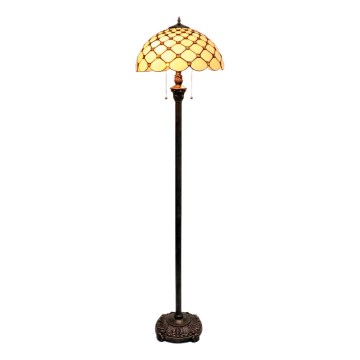 BRILAGI - Tiffany lampada da terra in vetro colorato IVORY SMOOTH 2xE27/60W/230V