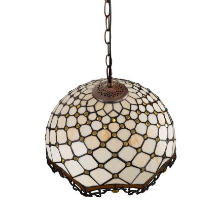 BRILAGI - Tiffany, lampadario in vetro colorato con catena IVORY 1xE27/60W/230V Ø 40 cm