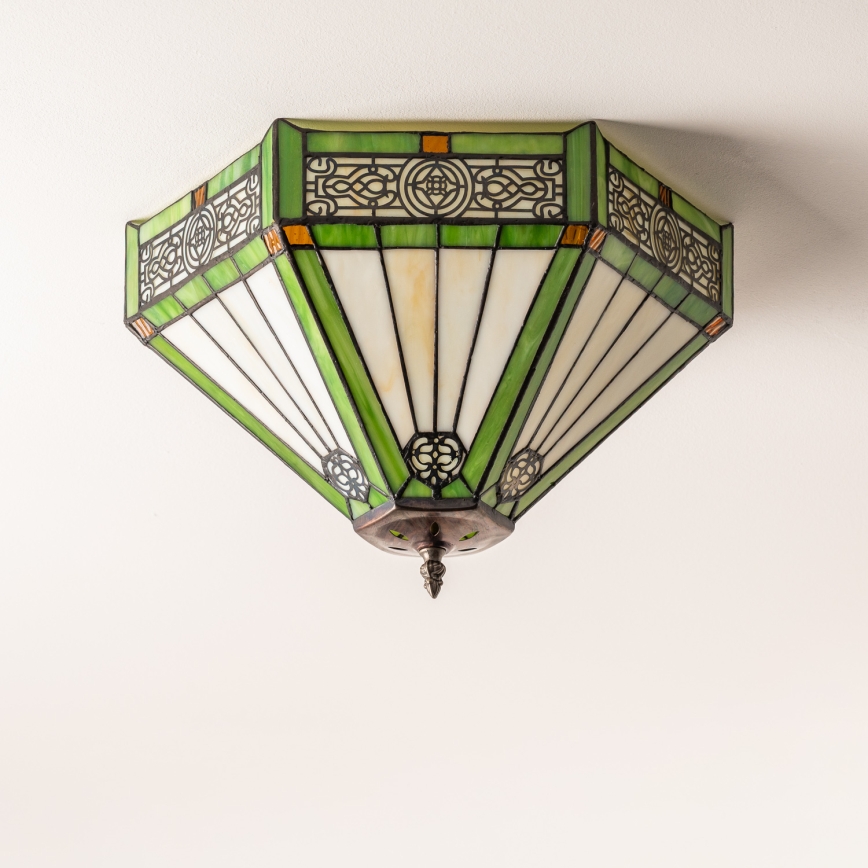 BRILAGI - Tiffany plafoniera in vetro colorato EMERALD 2xE27/60W/230V Ø 40 cm