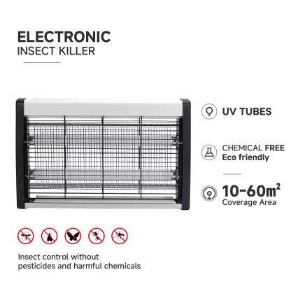 Brilagi - Trappola elettrica per insetti 2xUV/10W/230V 60 m2
