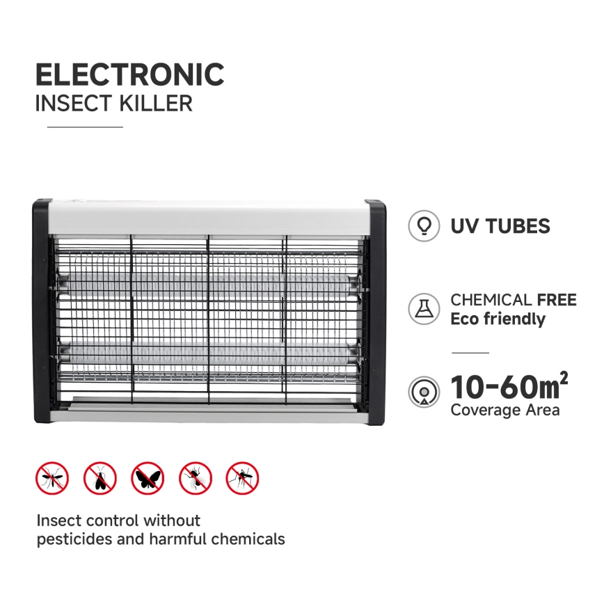 Brilagi - Trappola elettrica per insetti 2xUV/10W/230V 60 m2