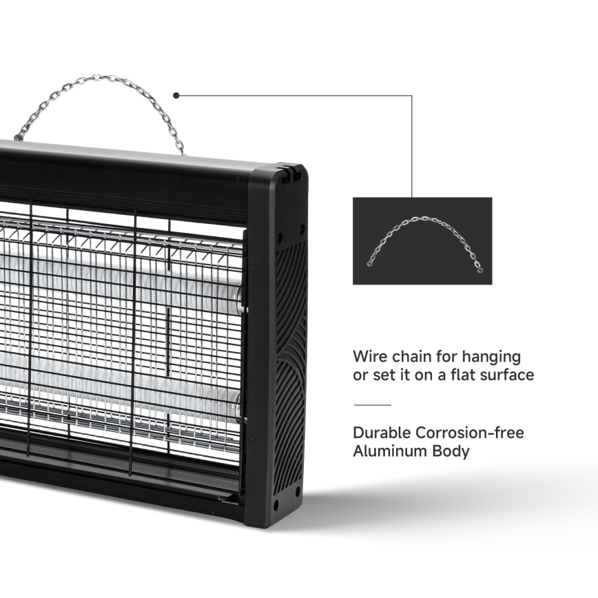 Brilagi - Trappola elettrica per insetti 2xUV/18W/230V 100 m2 nera