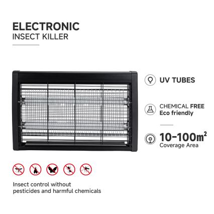 Brilagi - Trappola elettrica per insetti 2xUV/20W/230V, copre 100 m2
