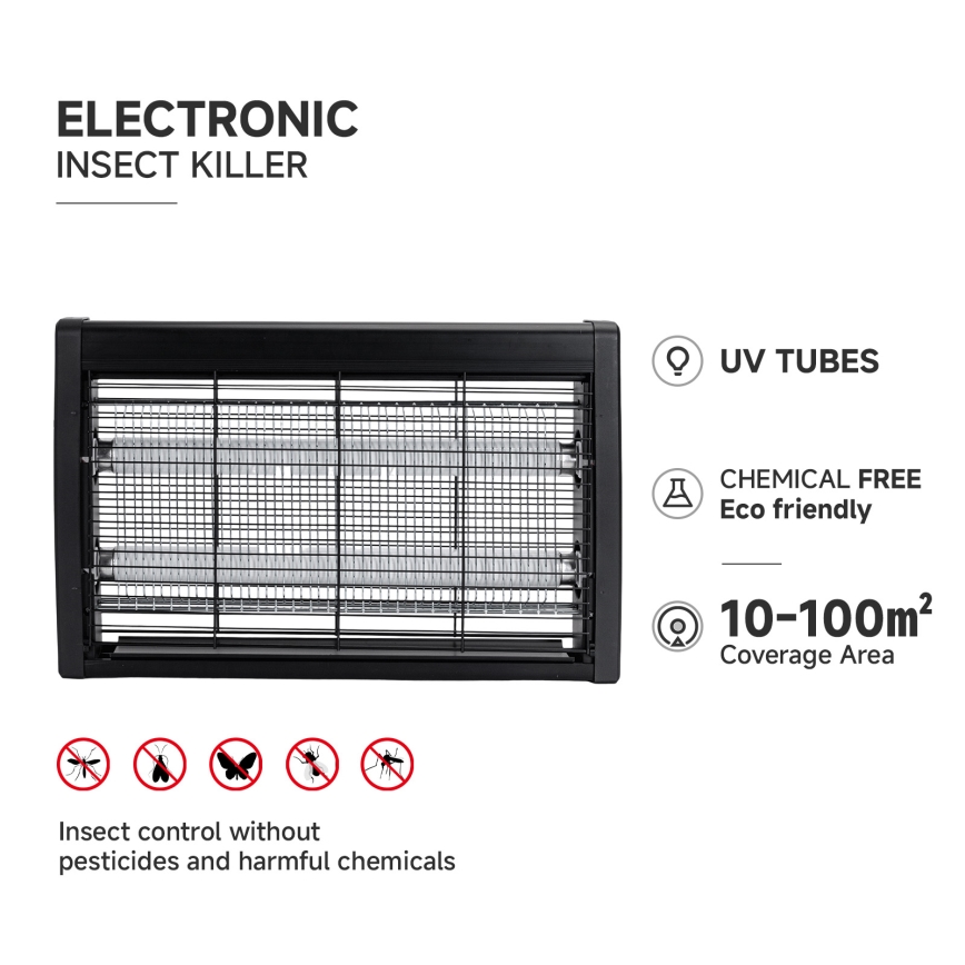 Brilagi - Trappola elettrica per insetti 2xUV/20W/230V, copre 100 m2
