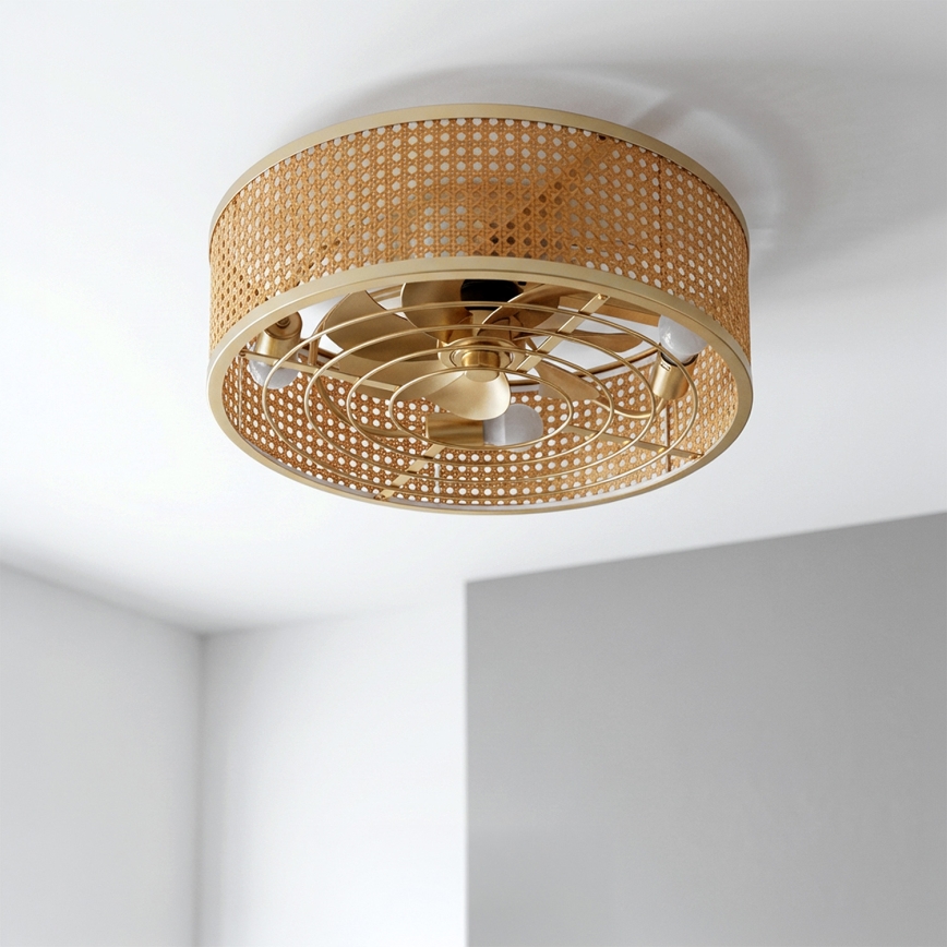 Brilagi - Ventilatore da soffitto 4xE27/40W/230V Ø 50 cm bambù + telecomando