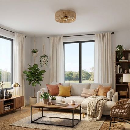 Brilagi - Ventilatore da soffitto 4xE27/40W/230V Ø 50 cm bambù + telecomando