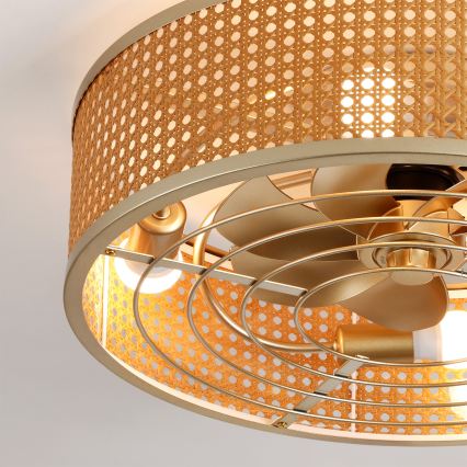 Brilagi - Ventilatore da soffitto 4xE27/40W/230V Ø 50 cm bambù + telecomando