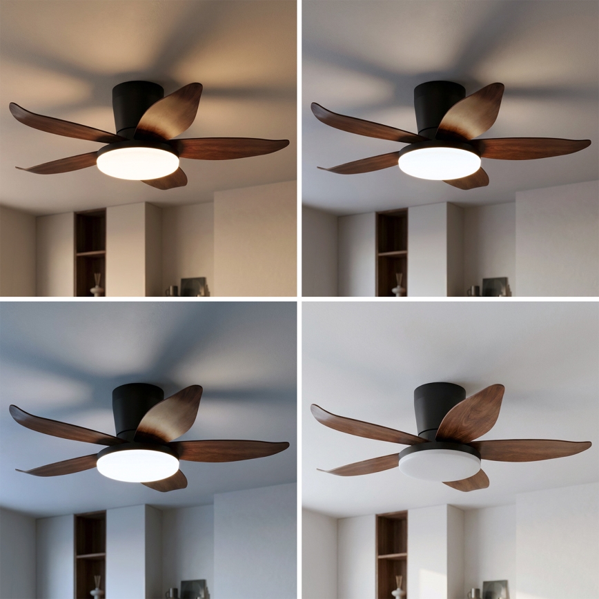 Brilagi - Ventilatore da soffitto a LED dimmerabile LED/32W/230V 95 cm nero/marrone + telecomando