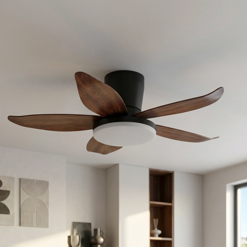 Brilagi - Ventilatore da soffitto a LED dimmerabile LED/32W/230V 95 cm nero/marrone + telecomando