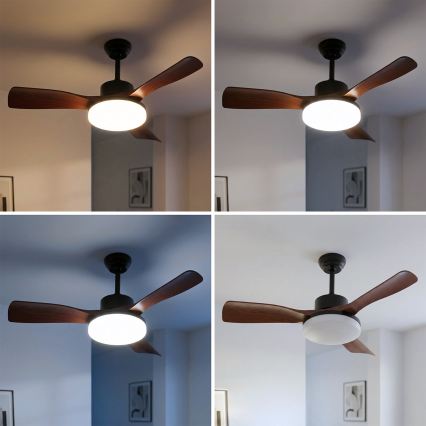 Brilagi - Ventilatore da soffitto dimmerabile a LED/34W/230V 106 cm nero/marrone + telecomando