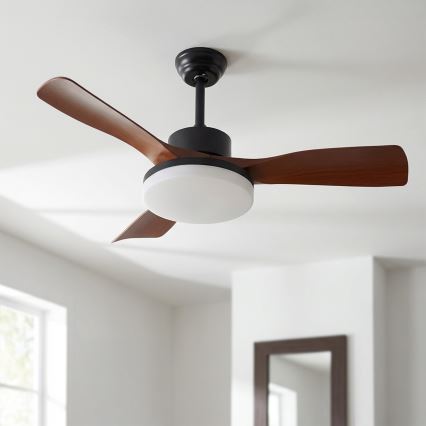 Brilagi - Ventilatore da soffitto dimmerabile a LED/34W/230V 106 cm nero/marrone + telecomando