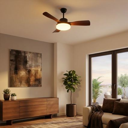 Brilagi - Ventilatore da soffitto dimmerabile a LED/34W/230V 106 cm nero/marrone + telecomando