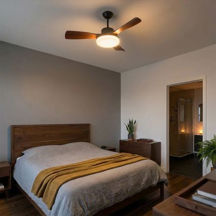 Brilagi - Ventilatore da soffitto dimmerabile a LED/34W/230V 106 cm nero/marrone + telecomando