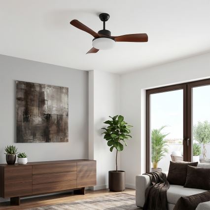 Brilagi - Ventilatore da soffitto dimmerabile a LED/34W/230V 106 cm nero/marrone + telecomando