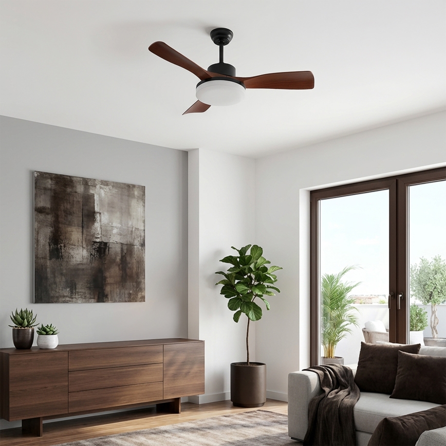 Brilagi - Ventilatore da soffitto dimmerabile a LED/34W/230V 106 cm nero/marrone + telecomando