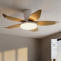 Brilagi - Ventilatore da soffitto dimmerabile a LED/32W/230V 95 cm bianco/marrone + telecomando