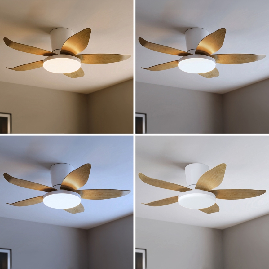 Brilagi - Ventilatore da soffitto dimmerabile a LED/32W/230V 95 cm bianco/marrone + telecomando