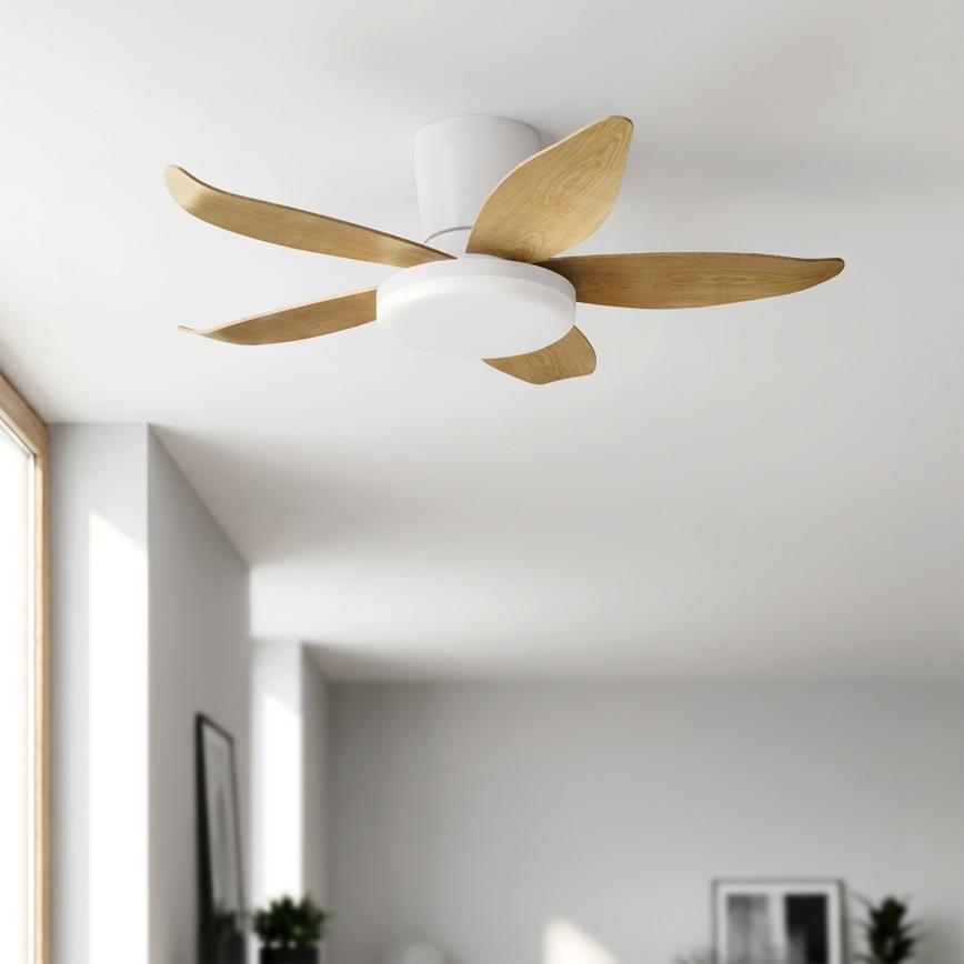 Brilagi - Ventilatore da soffitto dimmerabile a LED/32W/230V 95 cm bianco/marrone + telecomando