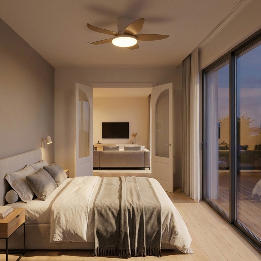 Brilagi - Ventilatore da soffitto dimmerabile a LED/32W/230V 95 cm bianco/marrone + telecomando