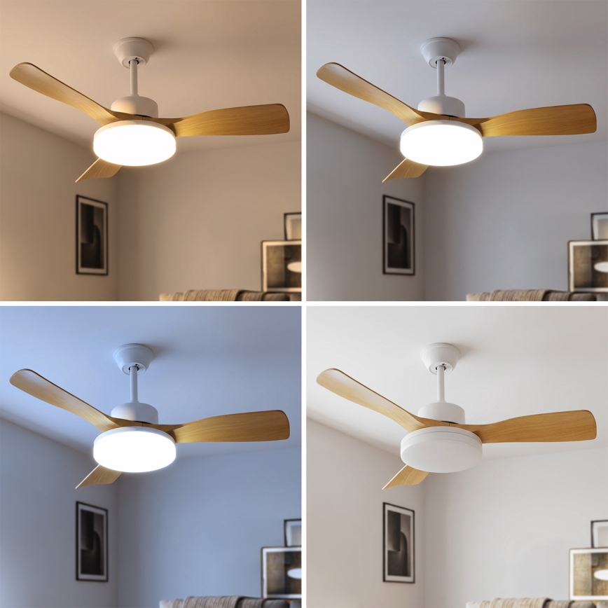 Brilagi - Ventilatore da soffitto LED dimmerabile 34W/230V 106 cm bianco/marrone + telecomando