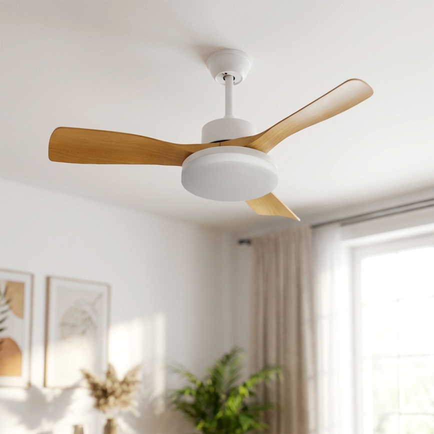 Brilagi - Ventilatore da soffitto LED dimmerabile 34W/230V 106 cm bianco/marrone + telecomando