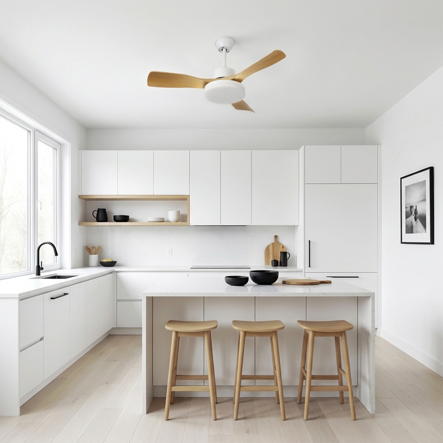 Brilagi - Ventilatore da soffitto LED dimmerabile 34W/230V 106 cm bianco/marrone + telecomando