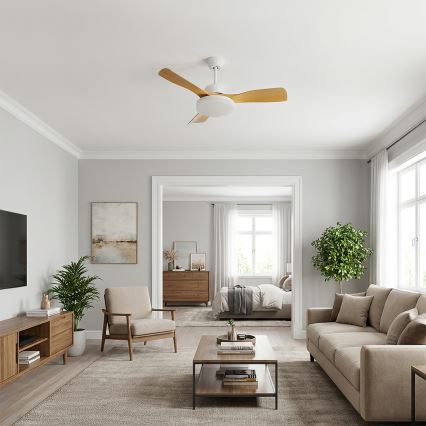 Brilagi - Ventilatore da soffitto LED dimmerabile 34W/230V 106 cm bianco/marrone + telecomando