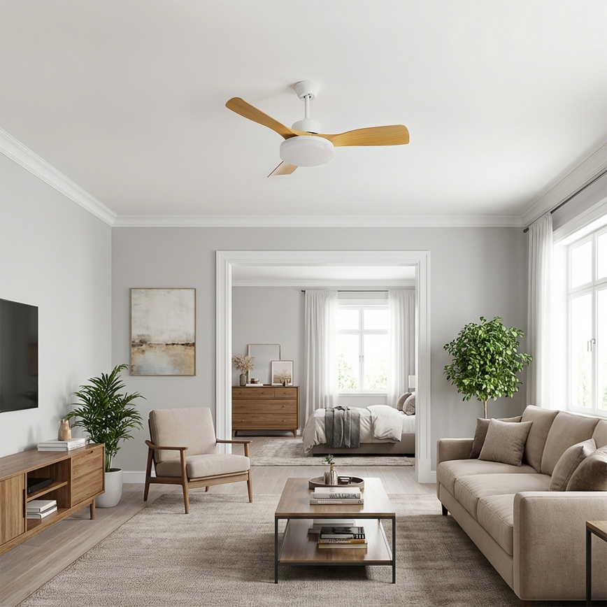Brilagi - Ventilatore da soffitto LED dimmerabile 34W/230V 106 cm bianco/marrone + telecomando