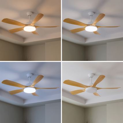 Brilagi - Ventilatore da soffitto LED dimmerabile LED/34W/230V 132 cm bianco/marrone + telecomando