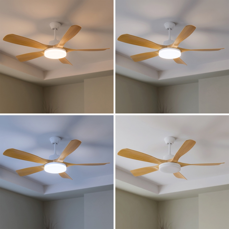 Brilagi - Ventilatore da soffitto LED dimmerabile LED/34W/230V 132 cm bianco/marrone + telecomando