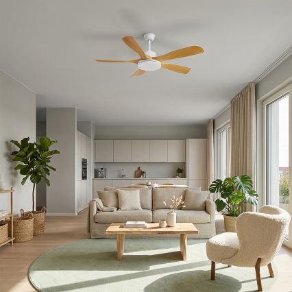 Brilagi - Ventilatore da soffitto LED dimmerabile LED/34W/230V 132 cm bianco/marrone + telecomando