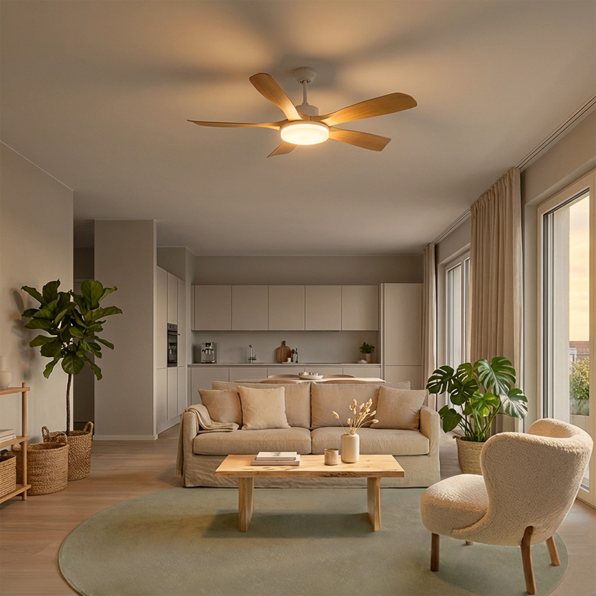 Brilagi - Ventilatore da soffitto LED dimmerabile LED/34W/230V 132 cm bianco/marrone + telecomando