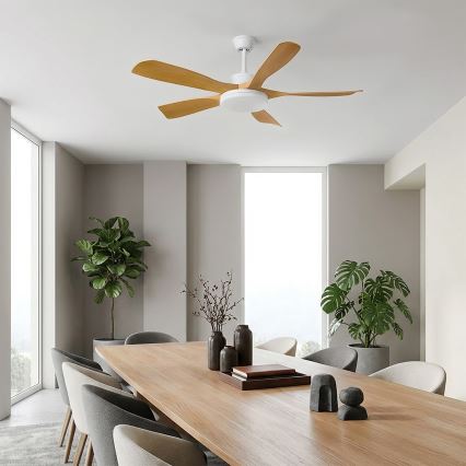Brilagi - Ventilatore da soffitto LED dimmerabile LED/34W/230V 132 cm bianco/marrone + telecomando