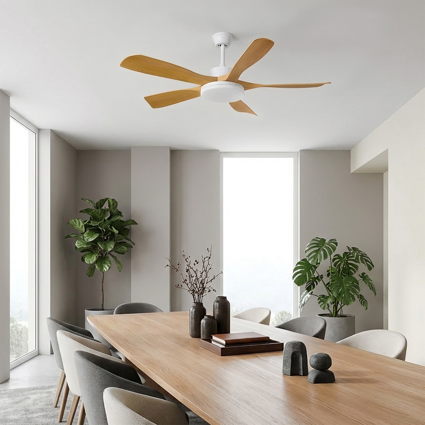 Brilagi - Ventilatore da soffitto LED dimmerabile LED/34W/230V 132 cm bianco/marrone + telecomando
