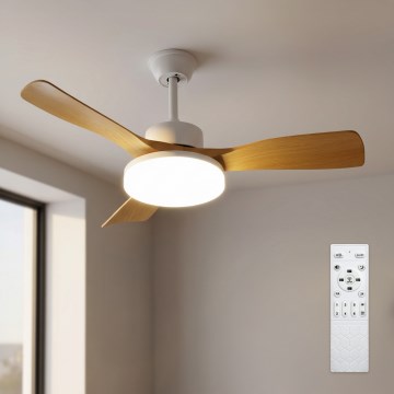 Brilagi - Ventilatore da soffitto dimmerabile a LED/34W/230V 3000-6500K diam. 106 cm bianco/marrone + telecomando