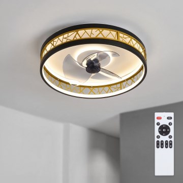 Brilagi - Ventilatore da soffitto dimmerabile a LED/34W/230V 50 cm nero/oro + telecomando