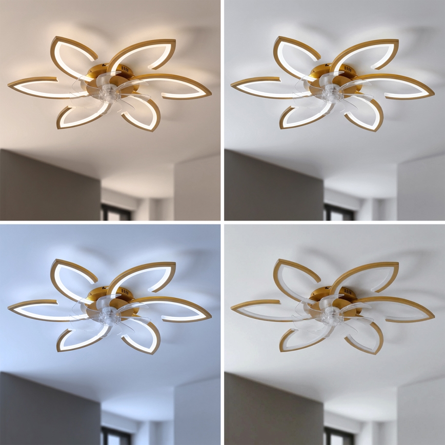 Brilagi - Ventilatore da soffitto dimmerabile LED/34W/230V Ø 78 cm, finitura dorata + telecomando