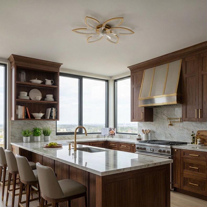 Brilagi - Ventilatore da soffitto dimmerabile LED/34W/230V Ø 78 cm, finitura dorata + telecomando