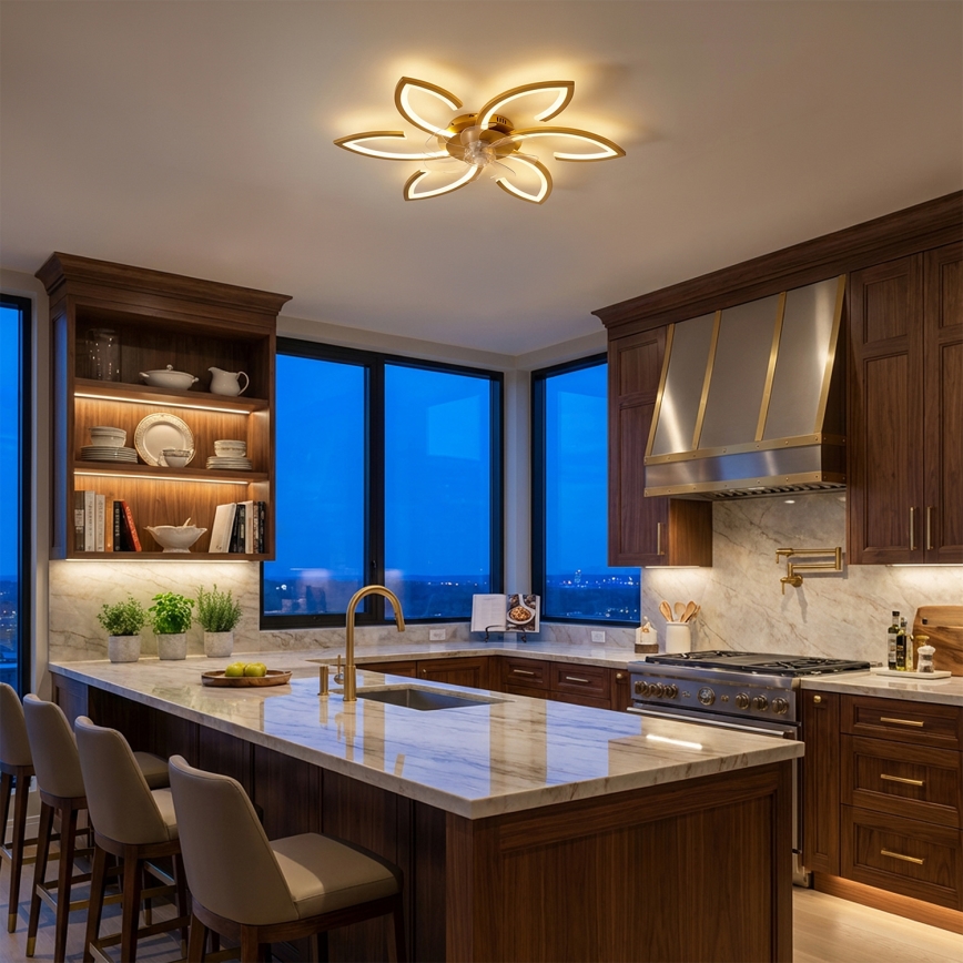 Brilagi - Ventilatore da soffitto dimmerabile LED/34W/230V Ø 78 cm, finitura dorata + telecomando