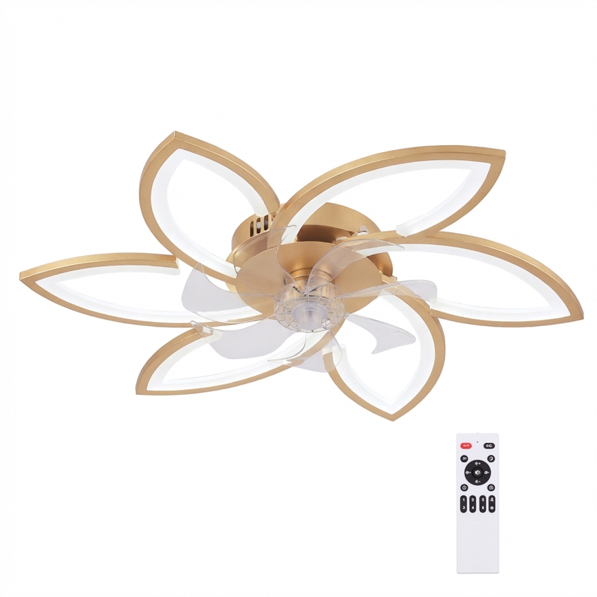 Brilagi - Ventilatore da soffitto dimmerabile LED/34W/230V Ø 78 cm, finitura dorata + telecomando